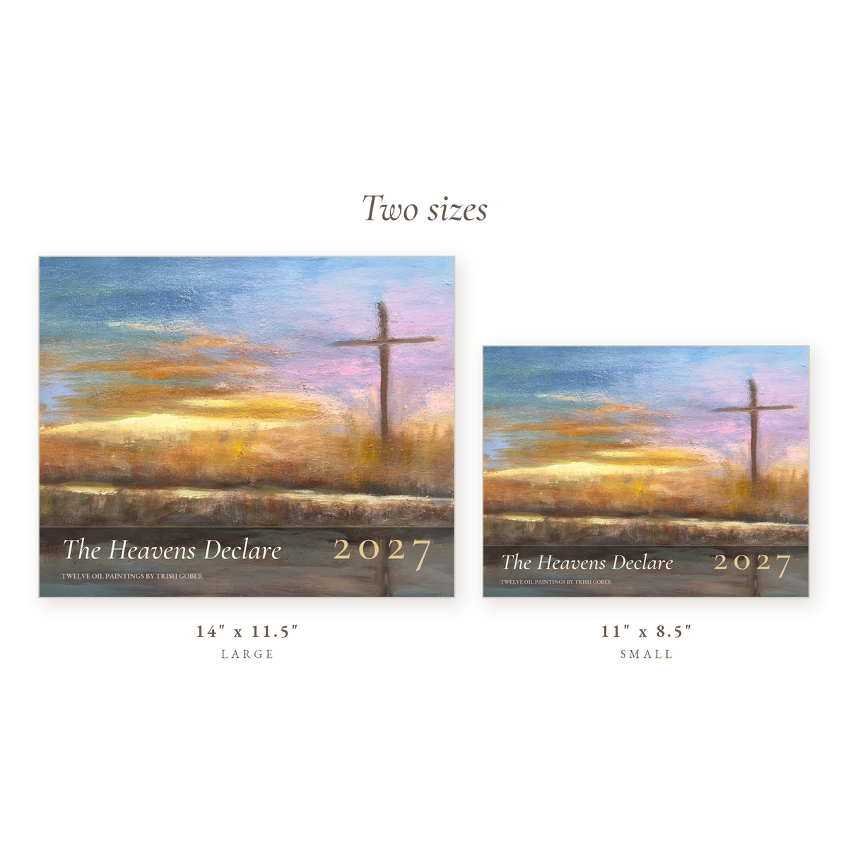 2027 Christian Wall Calendar, Trish Gober Oil Paintings, Bible Verses, Southern Skies Art