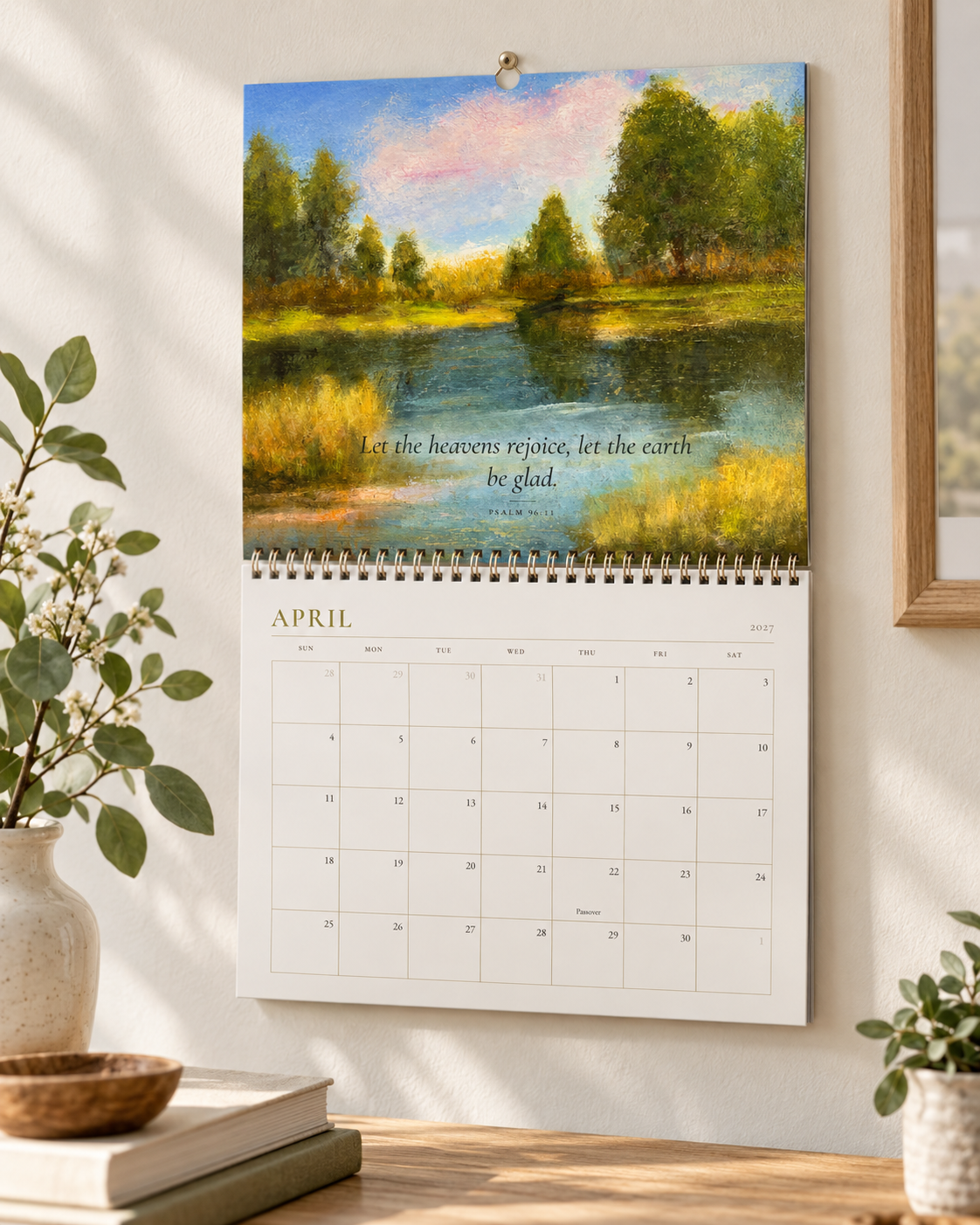 2027 Christian Wall Calendar, Trish Gober Oil Paintings, Bible Verses, Southern Skies Art