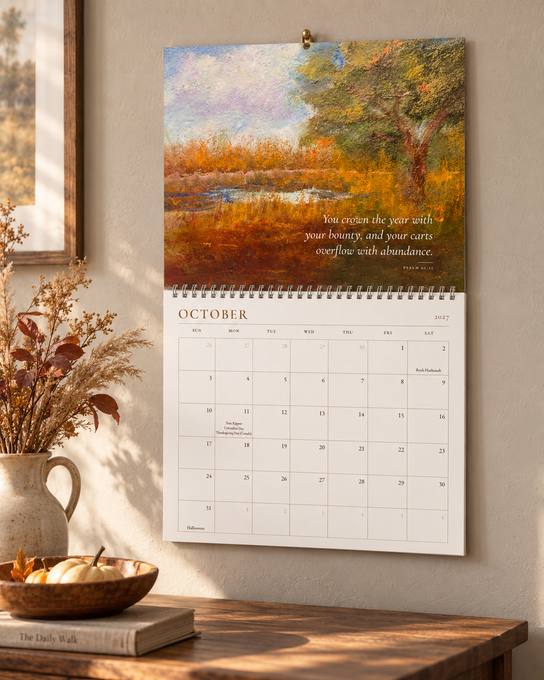 2027 Christian Wall Calendar, Trish Gober Oil Paintings, Bible Verses, Southern Skies Art